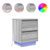 Bedside Cabinet with LED Lights Grey Sonoma 38x34x50 cm 861293