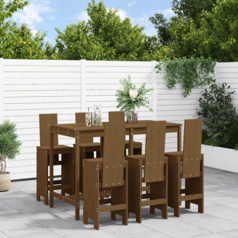 7 Piece Garden Bar Set Honey Brown Solid Wood Pine 3157784