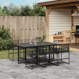 7 Piece Garden Dining Set Black Poly Rattan 3295049