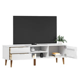 TV Cabinet MOLDE White 158x40x49 cm Solid Wood Pine 350535
