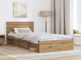 Bed Frame Artisian Oak 90 x 190 cm Solid Pine Wood 3410662