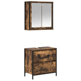 2 Piece Bathroom Furniture Set Smoked Oak Engineered Wood 3328366