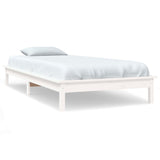 Bed Frame without Mattress White Single Solid Wood 820572