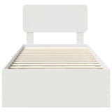 Bed Frame with Drawer White 75 x 190 cm Engineered Wood 3412234