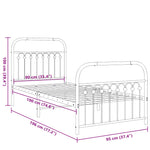 ZNTS Metal Bed Frame without Mattress with Footboard White 90x190cm 376659