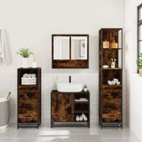 4 Piece Bathroom Furniture Set Smoked Oak Engineered Wood 3301297