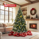 ZNTS 7 FT Snow Tipped Artificial Christmas Tree with DIY 150 Warm Lights, Remote Control, 1100 Branch 03739007