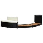 Spa Surround Black Poly Rattan and Solid Acacia Wood 316651
