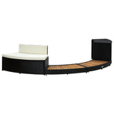 Spa Surround Black Poly Rattan and Solid Acacia Wood 316651