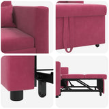 Pull out Sofa Bed Single Wine red 90 x 165 x 87 cm Velvet 42002702