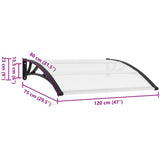 Door Canopy Black and Transparent 120x75 cm PC 144813