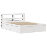 Bed Frame with Headboard White 120x190 cm Small Double Solid Wood Pine 3306361