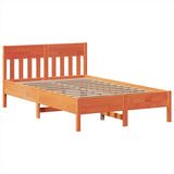 Bed Frame without Mattress Wax Brown 135x190 cm Solid Wood Pine 3323277