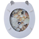 ZNTS Toilet Seats with Lids 2 pcs MDF Pebbles 275918