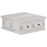 Coffee Table White Solid Mango Wood 70 cm x 70 cm x 30 cm 249872