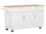 Kitchen Island Utility Cart, with 2 Storage Drawers & Cabinets for Dining Room, White T3398P344624