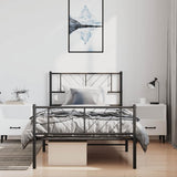 Metal Bed Frame without Mattress with Footboard Black 100x190cm 372191
