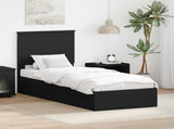 Storage Bed with Headboard Black 75 x 190 cm Engineered Wood 3411258