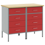 Work Cabinet with Drawer 2 pcs Red and Grey 100 x 55 x 85 cm 3321363