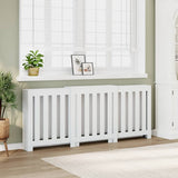 Radiator Cover White 205x21.5x83.5 cm Engineered Wood 852762