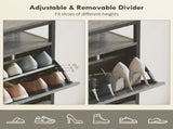 Shoe Storage Cabinet with 4 Flip Drawers and Open Shelf - Cement Grey T3398P377994