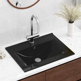 Rectangular Ceramic Basin Black with Faucet Hole 60x46 cm 140687