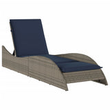 Sun Lounger with Cushion Grey 60x205x73 cm Poly Rattan 368284