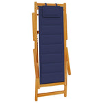 Folding Beach Chair with Armrests Blue Acacia Wood & Textilene 4108069