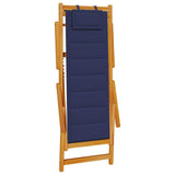Folding Beach Chair with Armrests Blue Acacia Wood & Textilene 4108069