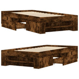 Bed Frame without Mattress Smoked Oak 75x190 cm Small Single Engineered Wood 3295531