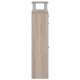 241245 Shoe Cabinet with a Drawer and a Top Glass Shelf Wood Oak Look