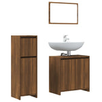 ZNTS 3 Piece Bathroom Furniture Set Brown Oak Engineered Wood 3143933