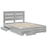 Bed Frame with Drawer Grey Sonoma 140 x 200 cm Engineered Wood 3411969