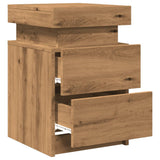 ZNTS Bedside Cabinet with LED Artisian Oak 35x39x55 cm Engineered Wood 857656