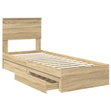Storage Bed with Drawer Sonoma Oak 75 x 190 cm Engineered Wood 3410849