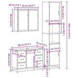 ZNTS 3 Piece Bathroom Furniture Set Black Engineered Wood 3301080