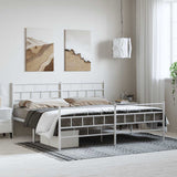 Metal Bed Frame without Mattress with Footboard White 183x213cm 355731