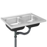 ZNTS Kitchen Sink with Double Basins Silver 800x600x155 mm Stainless Steel 147235