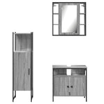 ZNTS 3 Piece Bathroom Cabinet Set Grey Sonoma Engineered Wood 3214758