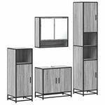 ZNTS 4 Piece Bathroom Furniture Set Grey Sonoma Engineered Wood 3301218