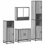 ZNTS 4 Piece Bathroom Furniture Set Grey Sonoma Engineered Wood 3301218