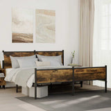 Metal Bed Frame without Mattress Smoked Oak 183x213 cm 3301388