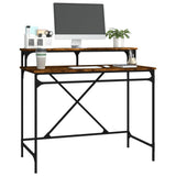 Desk Smoked Oak 100x50x90 cm Engineered Wood and Iron 826701