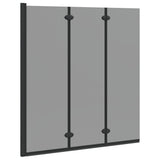 Bath Shower Screen Manual Black 130 x 138 cm Tempered Glass 42018543