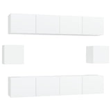 6 Piece TV Cabinet Set White Engineered Wood 3114358