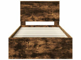Bed Frame with Headboard Smoked Oak 75 x 190 cm Solid Pine Wood 3411077