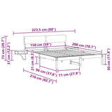 Bed Frame with Headboard White 150 x 200 cm Solid Pine Wood 873443