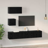 TV Cabinet Set 4 pcs Black Oak Engineered Wood 3393436