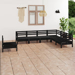 ZNTS 7 Piece Garden Lounge Set Solid Wood Pine Black 3083038