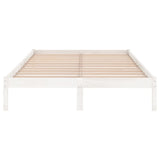 Bed Frame without Mattress White Solid Wood King Size 810023